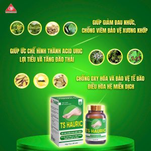 Viên uống TS Hauric hỗ trợ giảm acid uric và sưng đau khớp do gout 30v