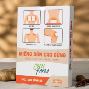Miếng dán cao gừng Eden Farm - Giảm đau mỏi xương khớp cổ vai gáy  - Hộp 10 miếng 11x15cm