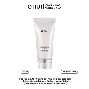 Sửa rửa mặt OHUI dạng bọt mịn giúp làm sạch sâu, dưỡng sáng và bổ sung độ ẩm cho da - 160ml