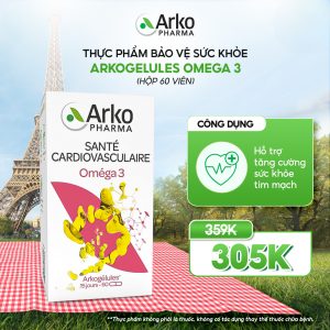 Viên uống ARKOPHARMA ARKOGELULES OMEGA 3 hỗ trợ tăng cường sức khỏe tim mạch (Hộp 60 viên)