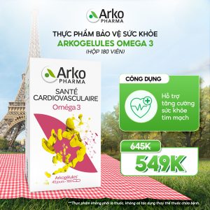 Viên uống ARKOPHARMA ARKOGELULES OMEGA 3 hỗ trợ tăng cường sức khỏe tim mạch (hộp 180 viên)