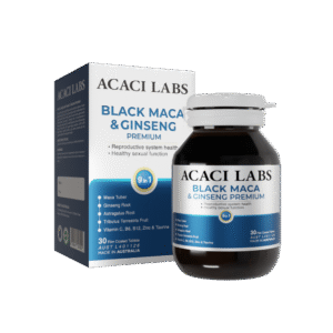 Viên uống bổ thận tăng cường sinh lý Acaci Labs Black Maca & Ginseng Premium Australia 30v