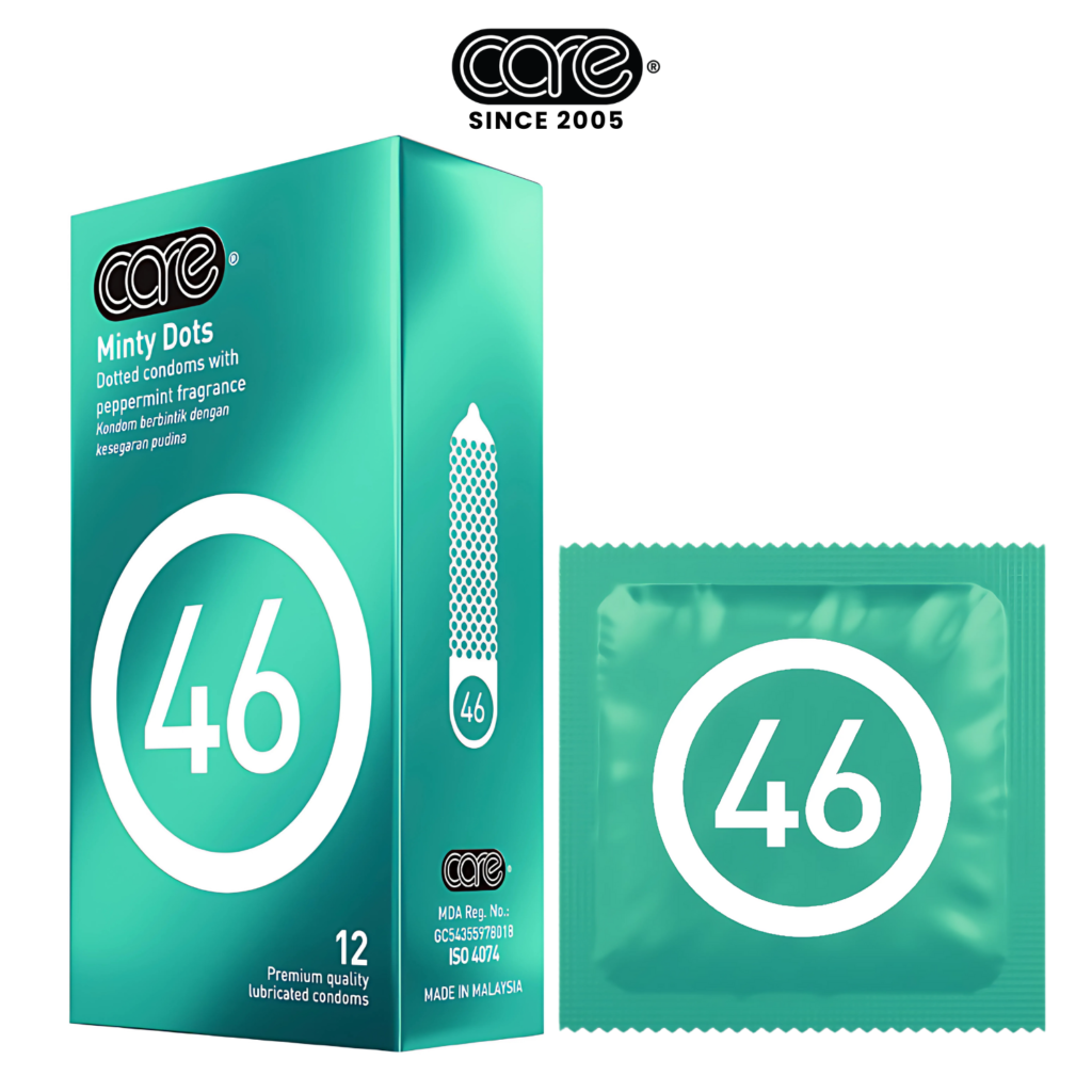 Bao cao su kéo dài thời gian CARE 46 có gai - hương bạc hà (hộp 12 bcs)
